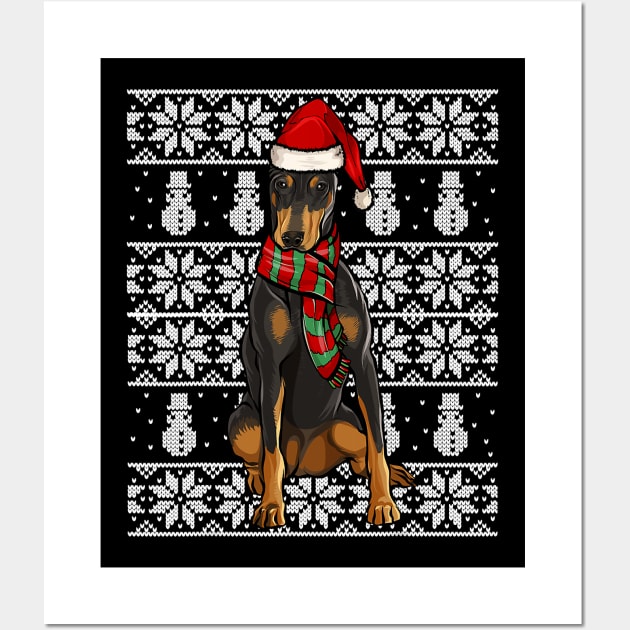 Santa Hat Doberman Pinscher Ugly Christmas Wall Art by IainDodes